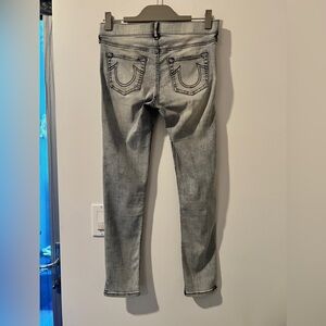 True Religion Runway Denim Leggings Sz. S Vintage Dst. Blk. *EUC* MSRP: $179+tax